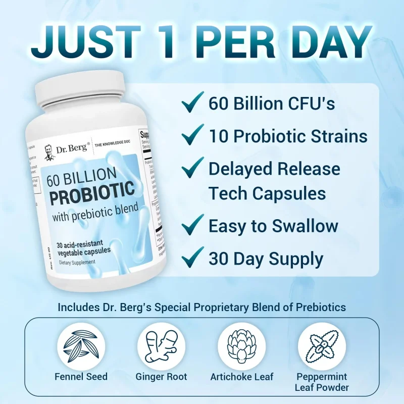Dr. Berg 60 Billion 10 Strains - Probiotic 60 Billion avis et prix